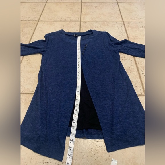 💜 Lily Morgan Blue & Black Split Front Layered Tunic Top LG - Picture 6 of 6